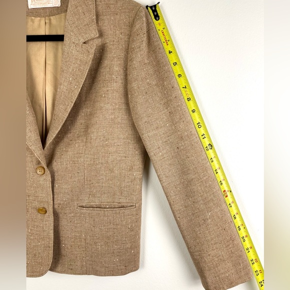 Pendleton 70s Vintage Tweed Blazer 100% Virgin Wool Tan Brown Jacket Made in USA - Picture 7 of 14